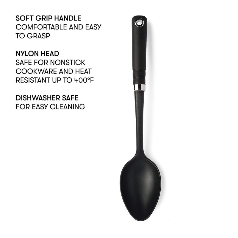 Cooking Light ملعقة طبخ خفيفة غير لاصقة، أداة مطبخ مقاومة للحرارة، آمنة للاستخدام في غسالة الأطباق، باللون الأسود - Image 2